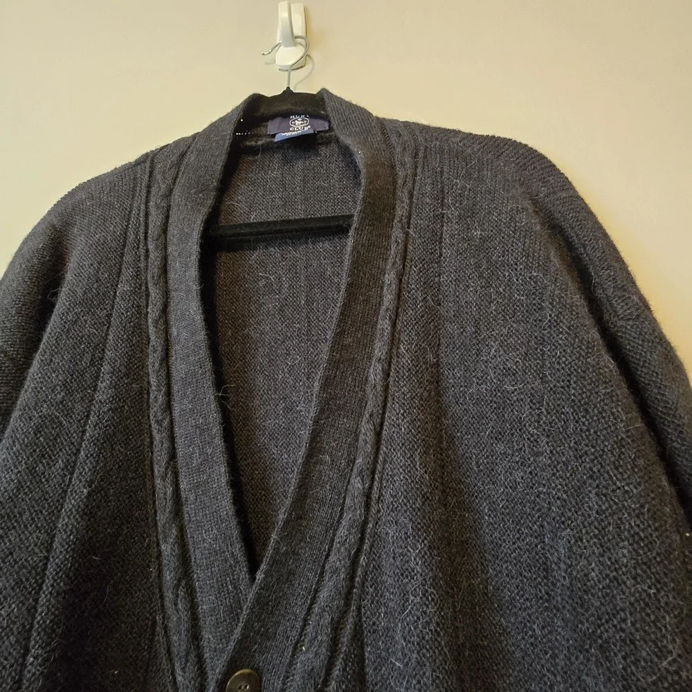 Vintage‎ 90s Y2K Alpaca Cardigan Sweater Mens XXL Gray Dad Grandpa Made In Italy
